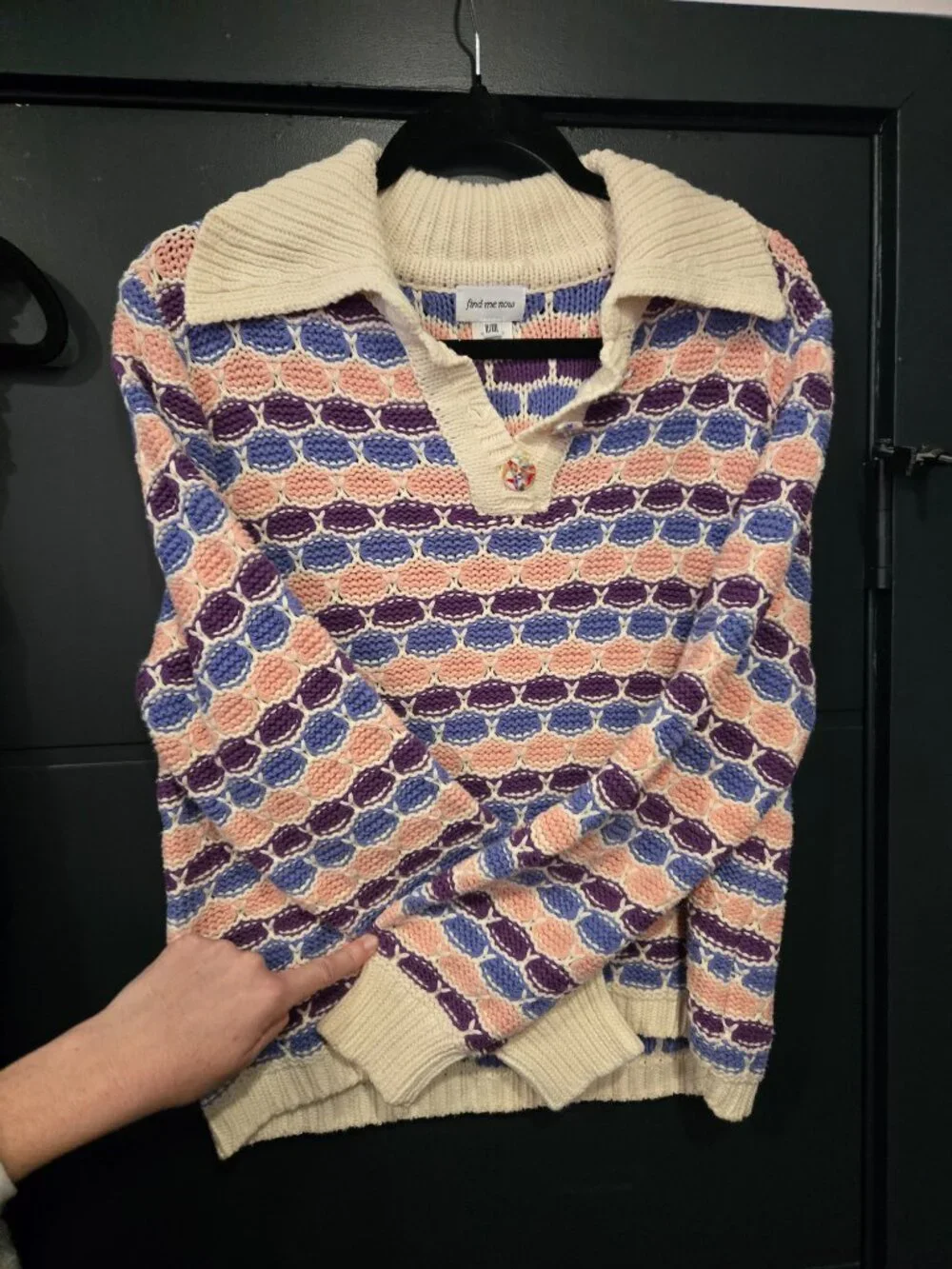 Find me now mermaid polo multicolor buttons XL/XXL Anthropologie euc